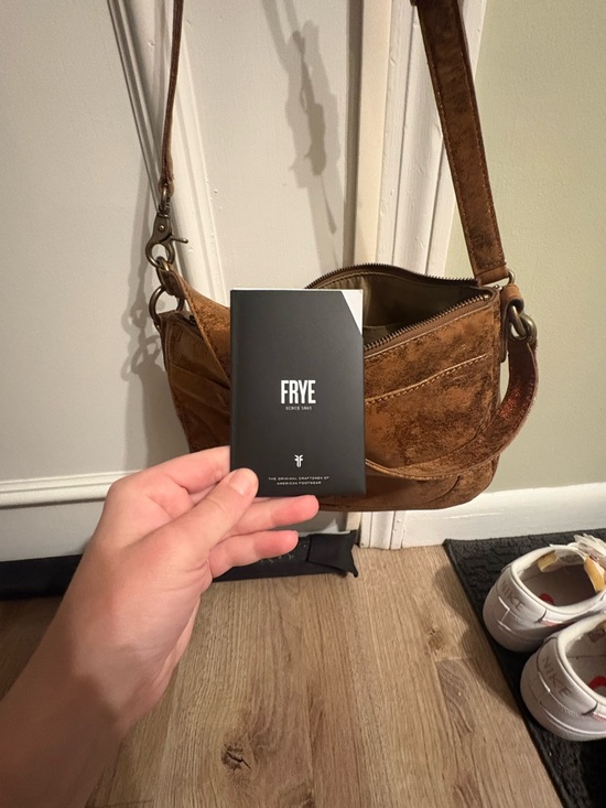 Frye Melissa Tan-Bronze Distressed Leather Crossbody - Picture 7 of 8